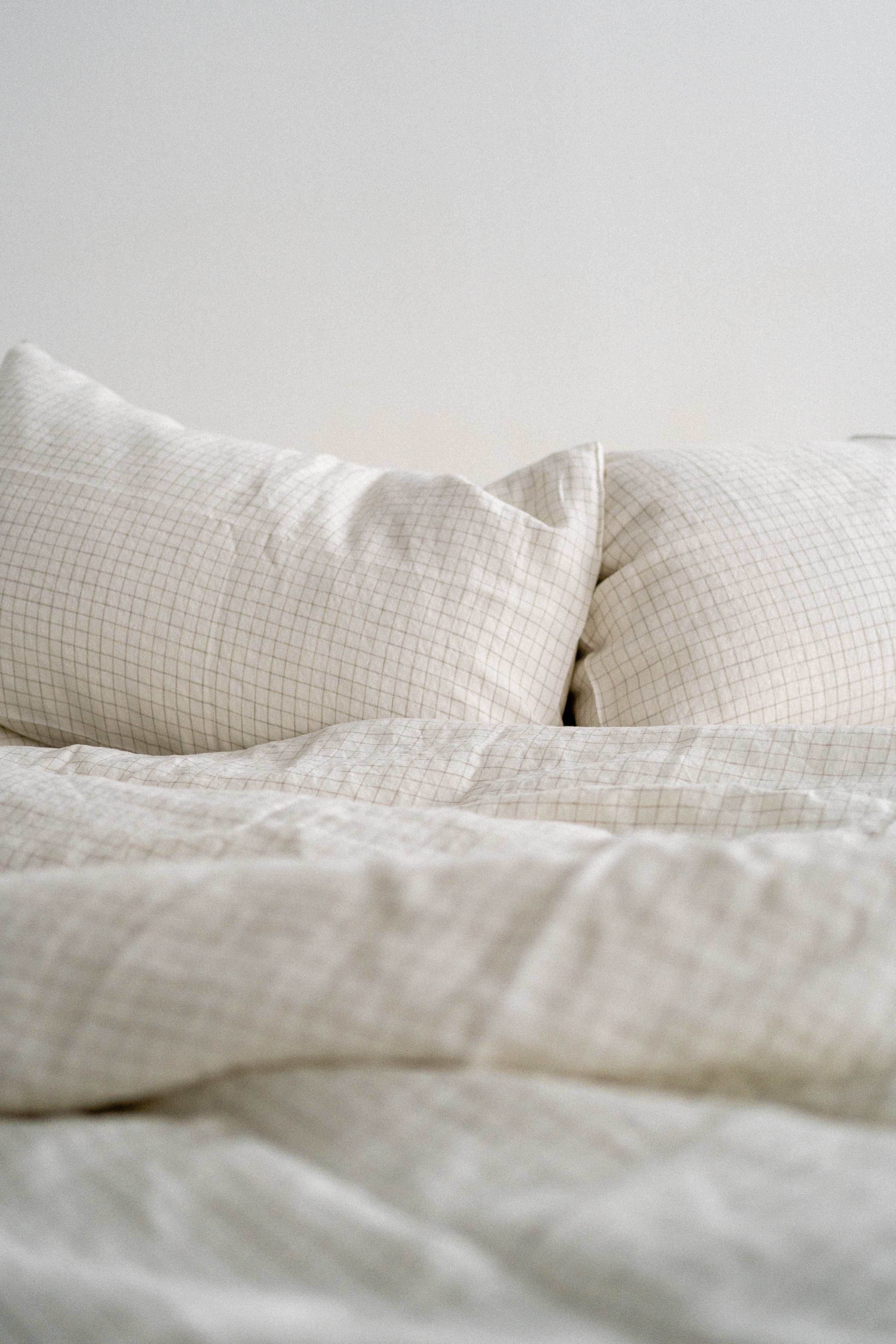 Linen Duvet Cover Set | Ecru Grid