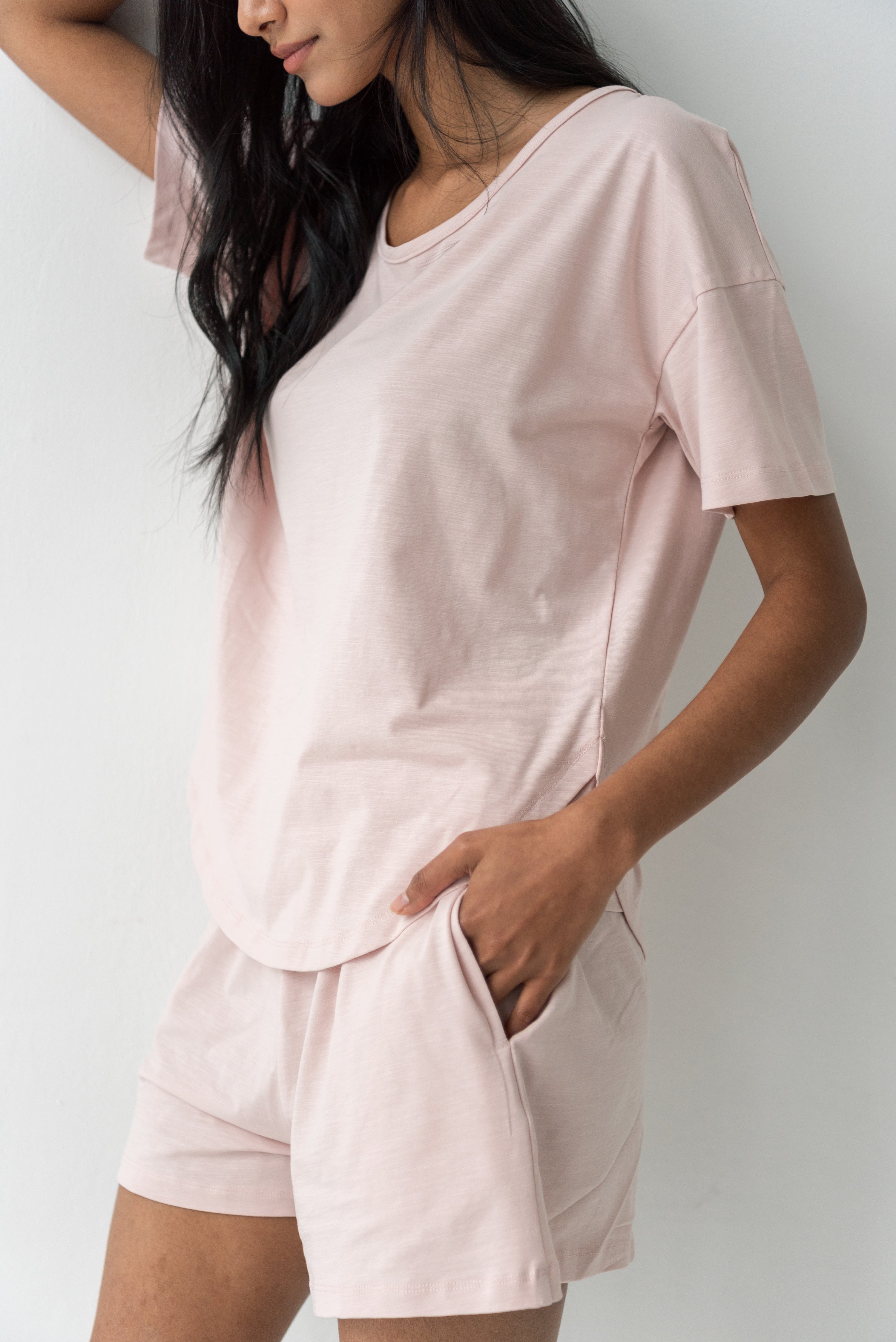 Organic Cotton Laze Shorts | Soft Blush