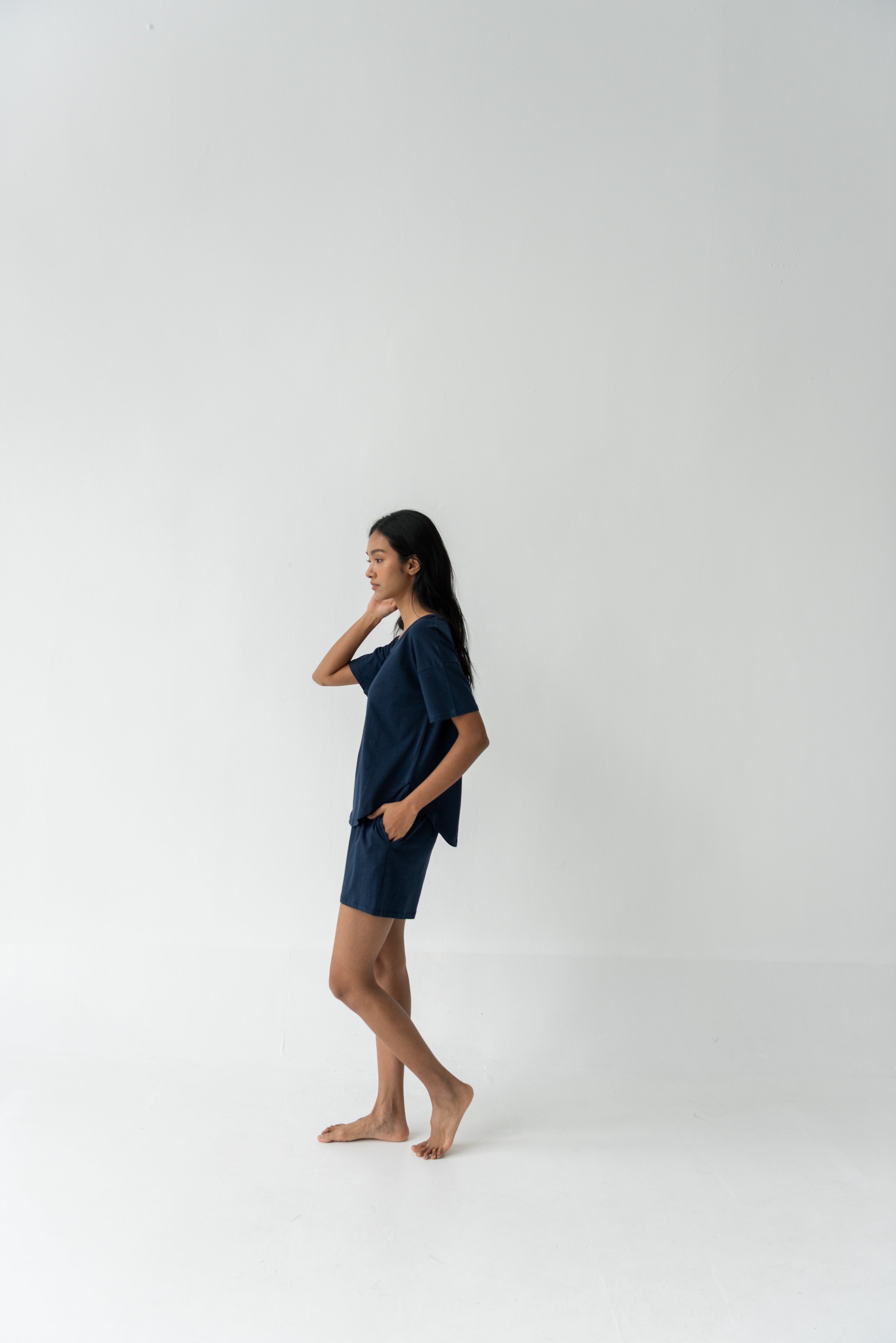 Organic Cotton Laze Shorts | Navy