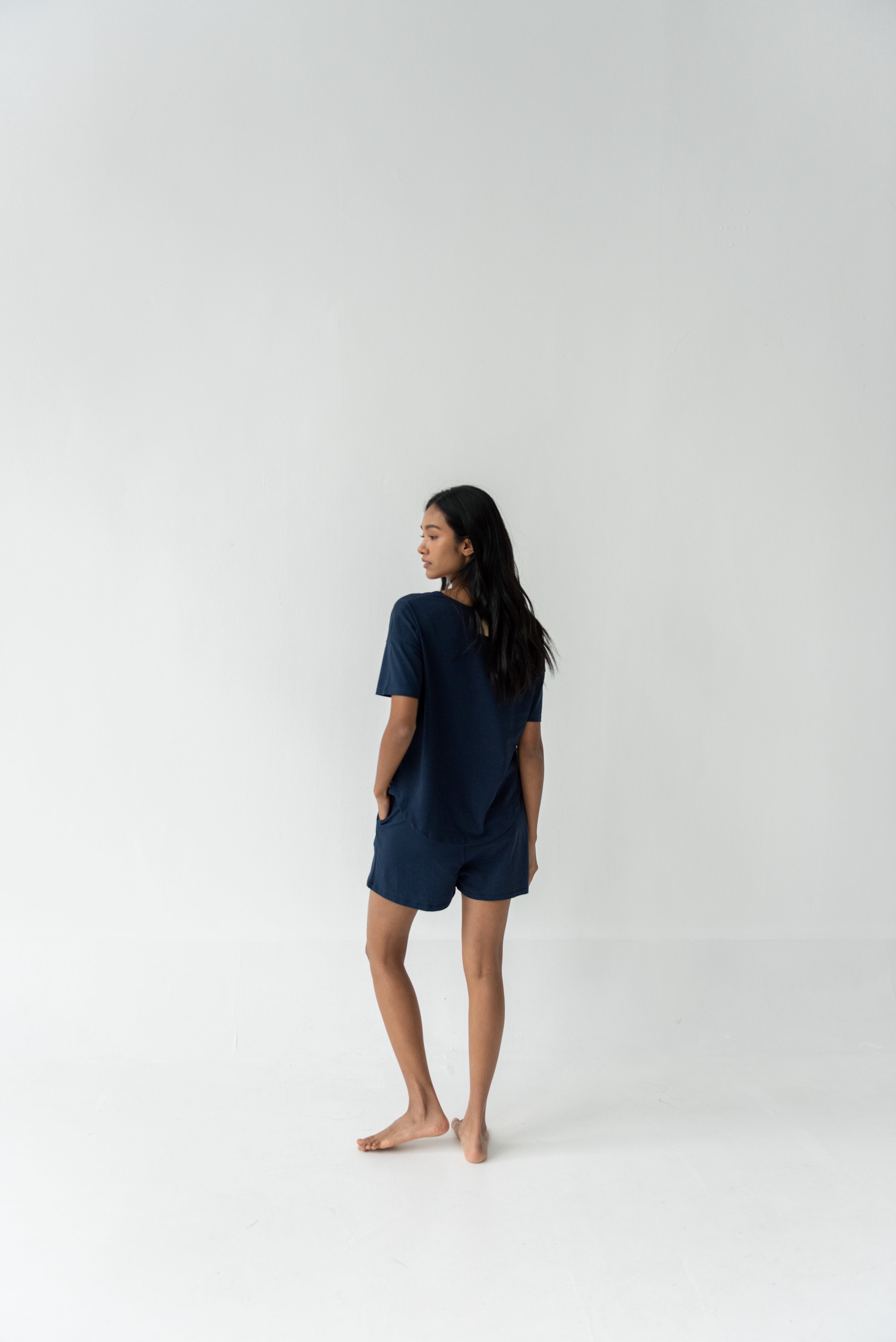 Organic Cotton Laze Shorts | Navy