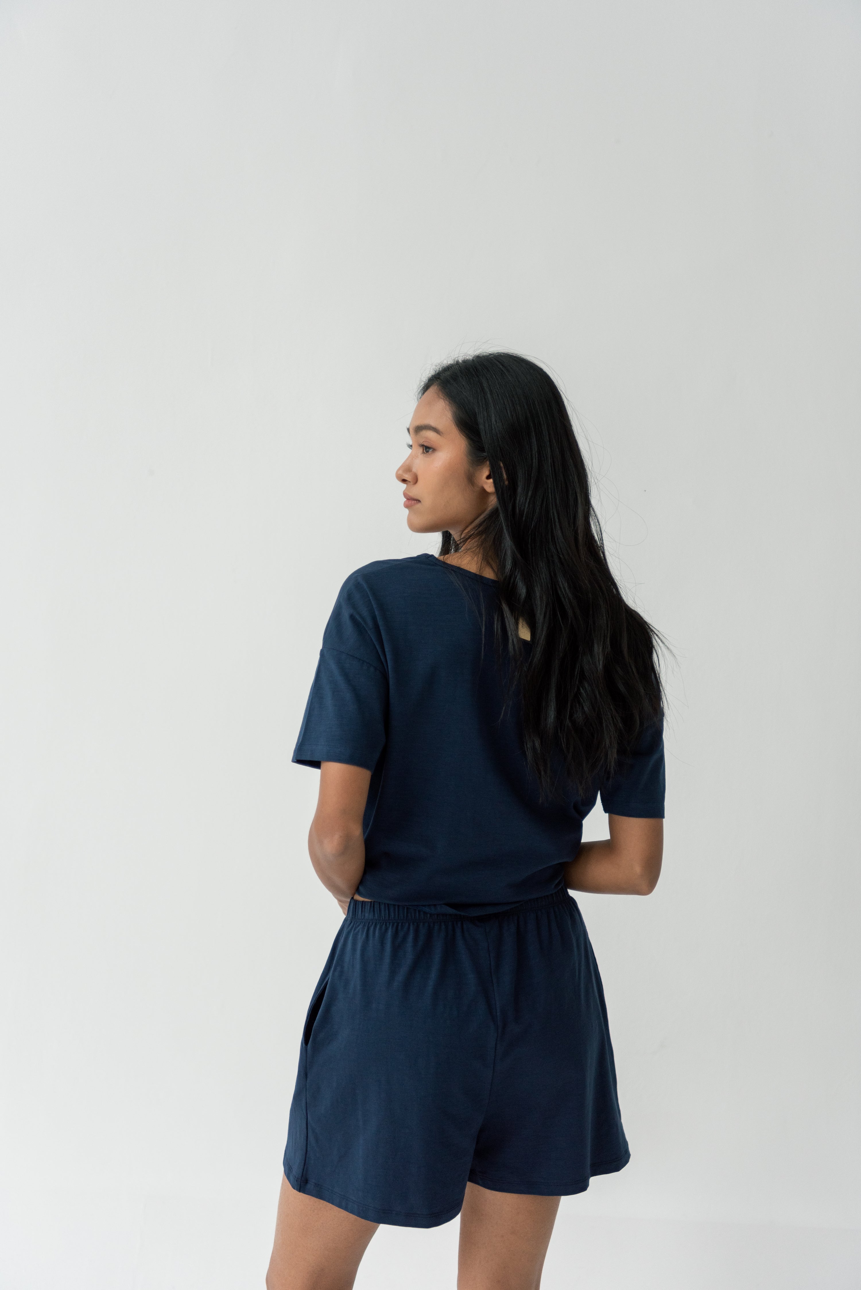 Organic Cotton Laze Shorts | Navy