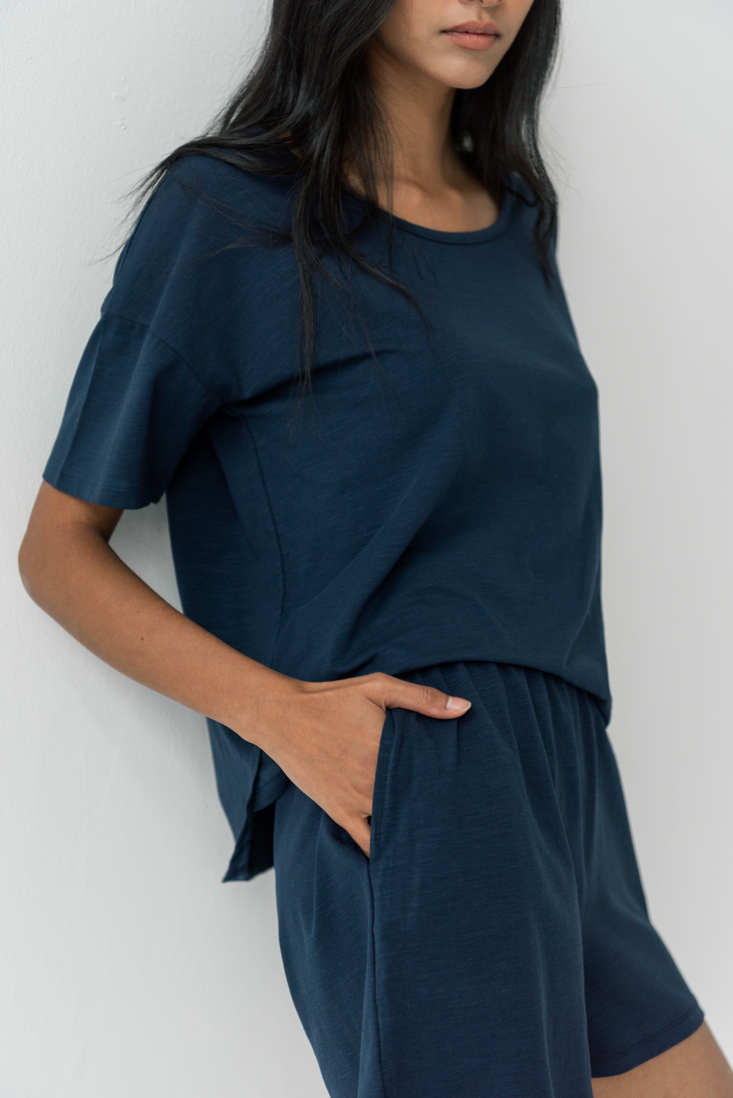 Organic Cotton Laze Shorts | Navy