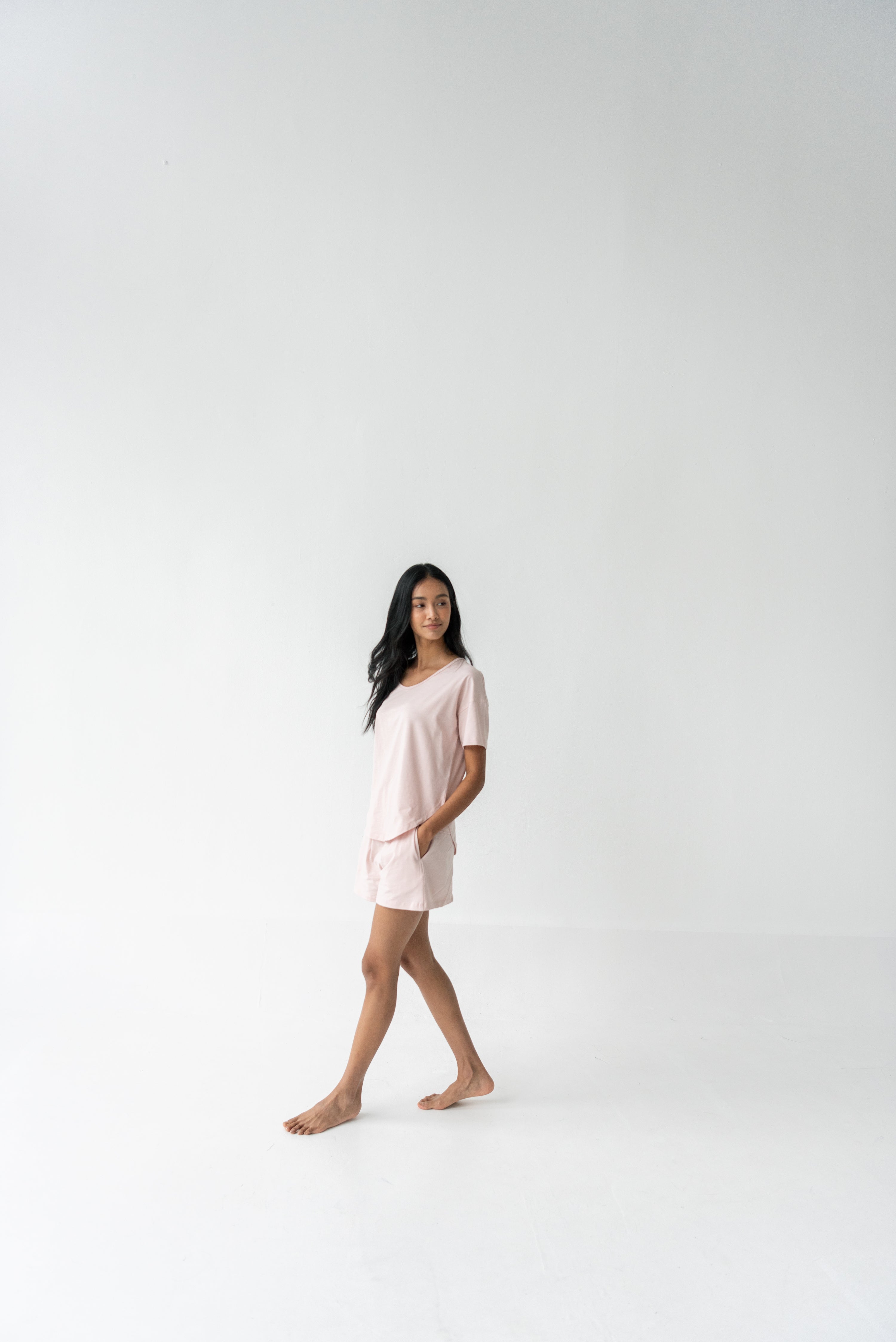 Organic Cotton Laze Shorts | Soft Blush