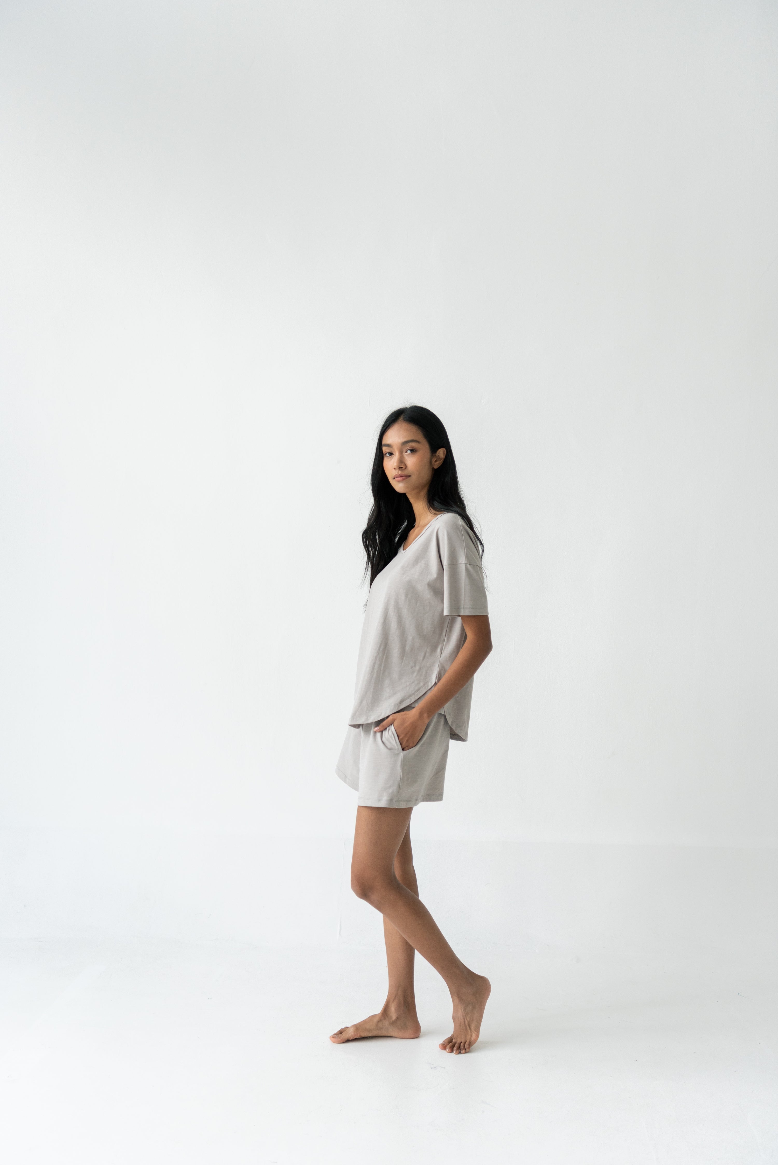 Organic Cotton Laze Shorts | Stone