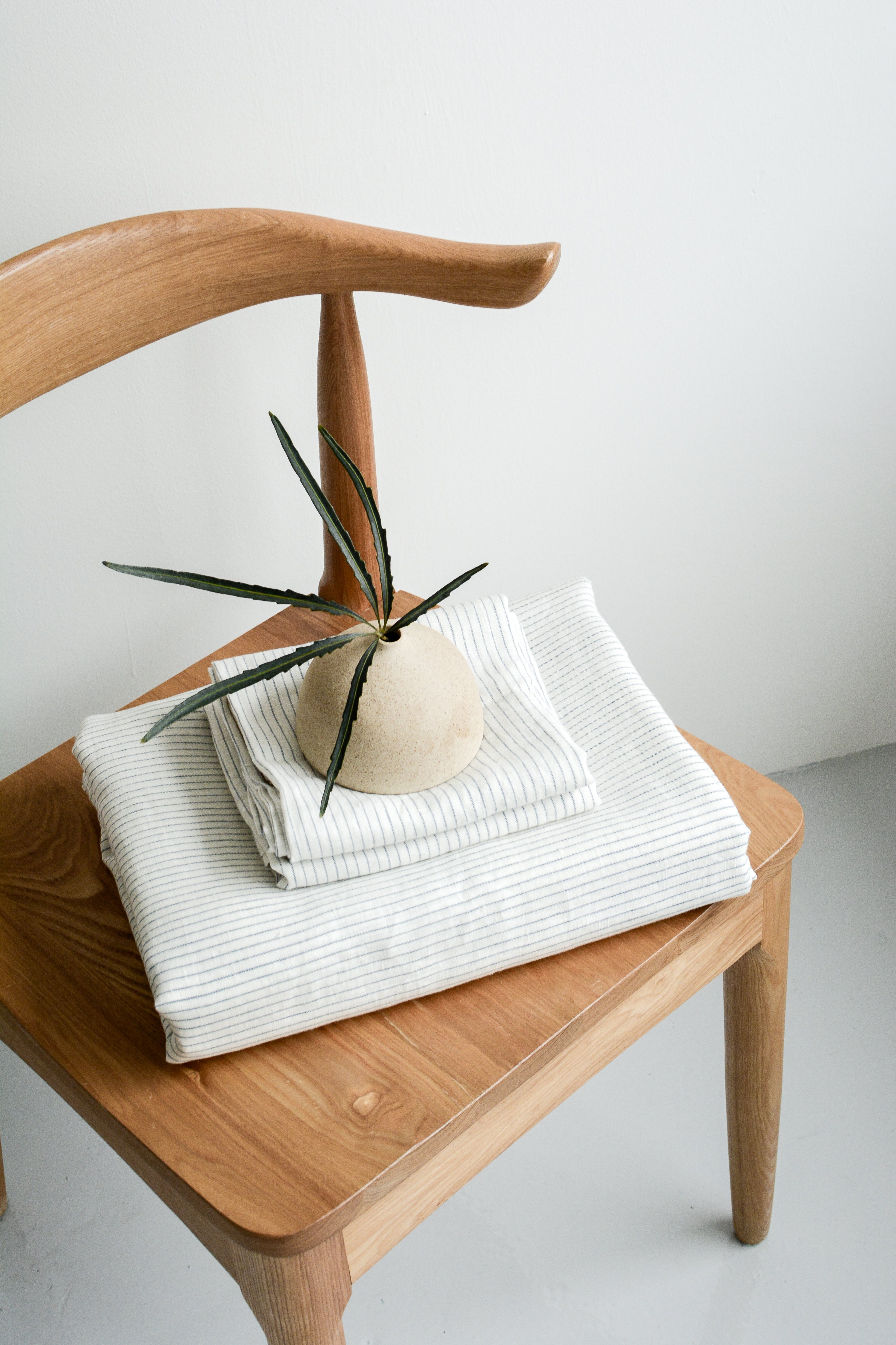 Linen Fitted Sheet Set | Pinstripes