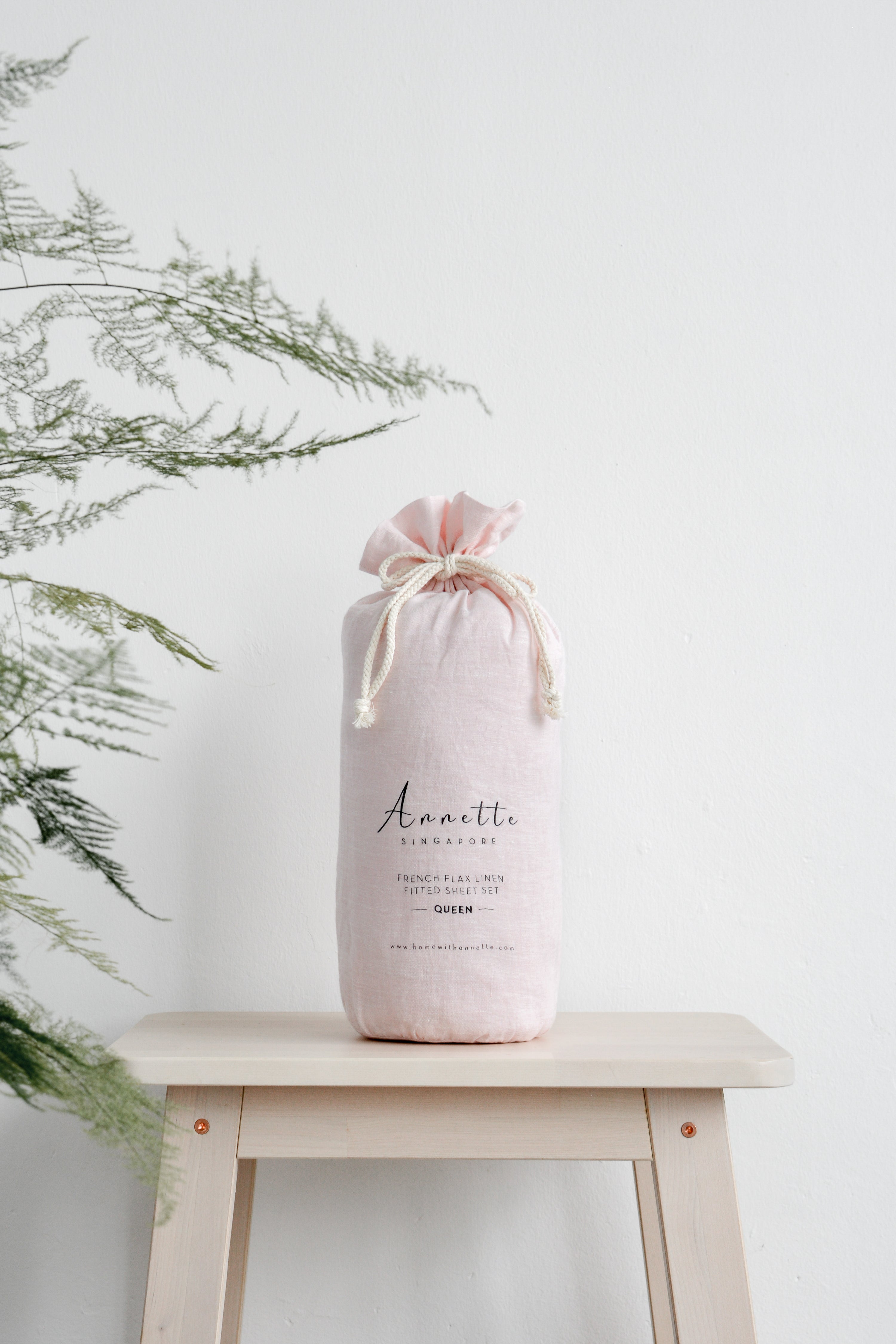 Linen Fitted Sheet Set | Soft Blush
