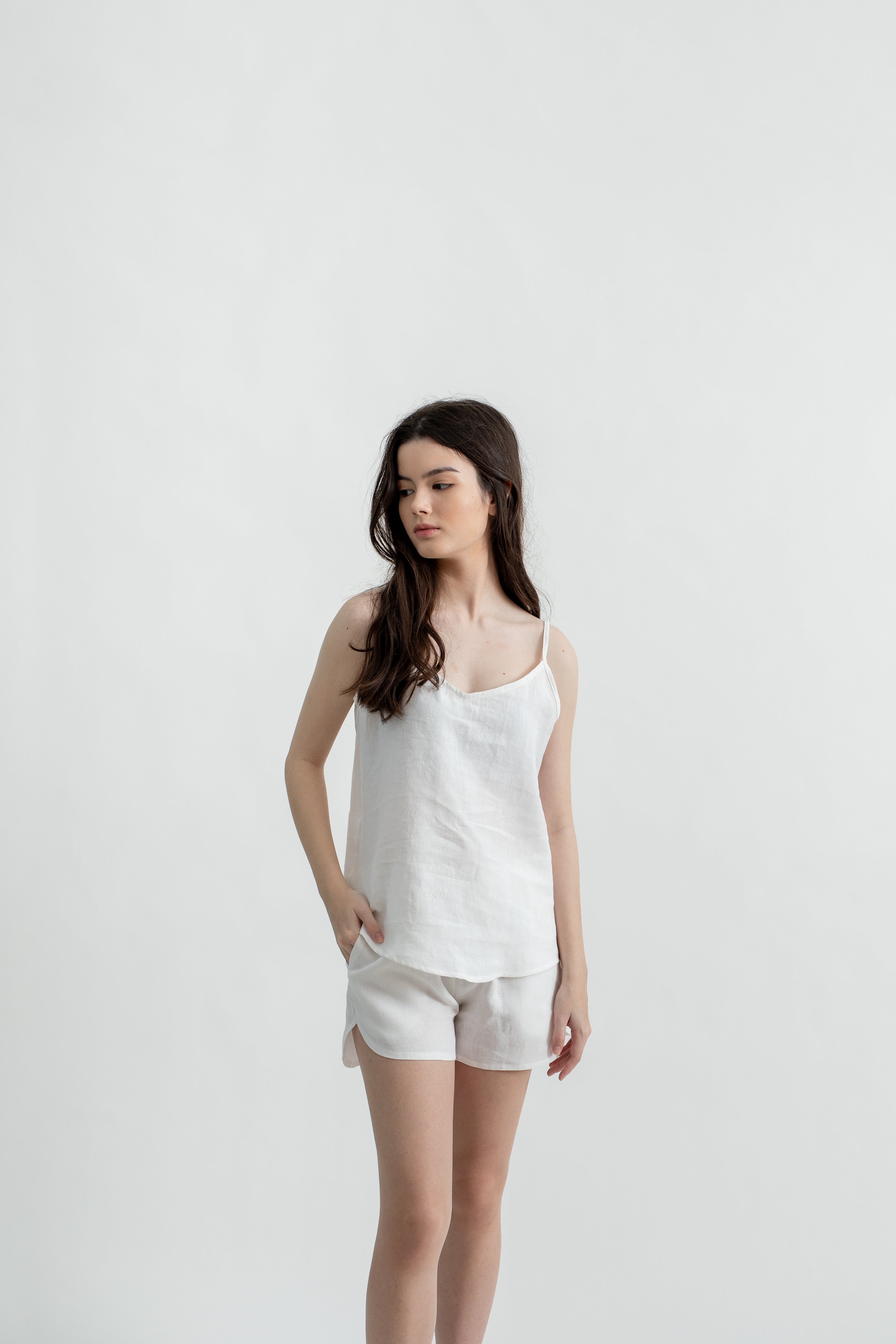 Linen Slip Camisole | White