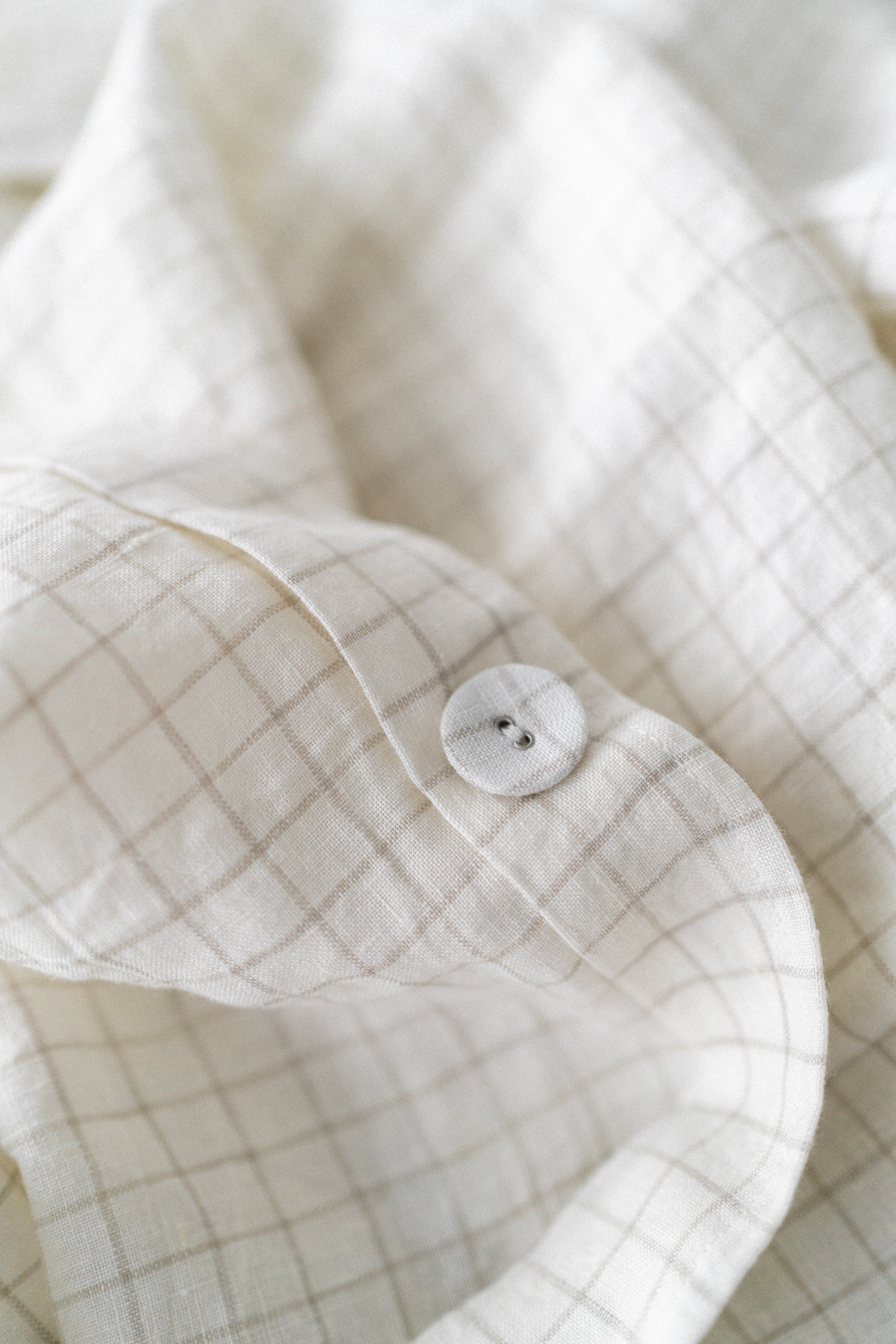 Linen Duvet Cover Set | Ecru Grid