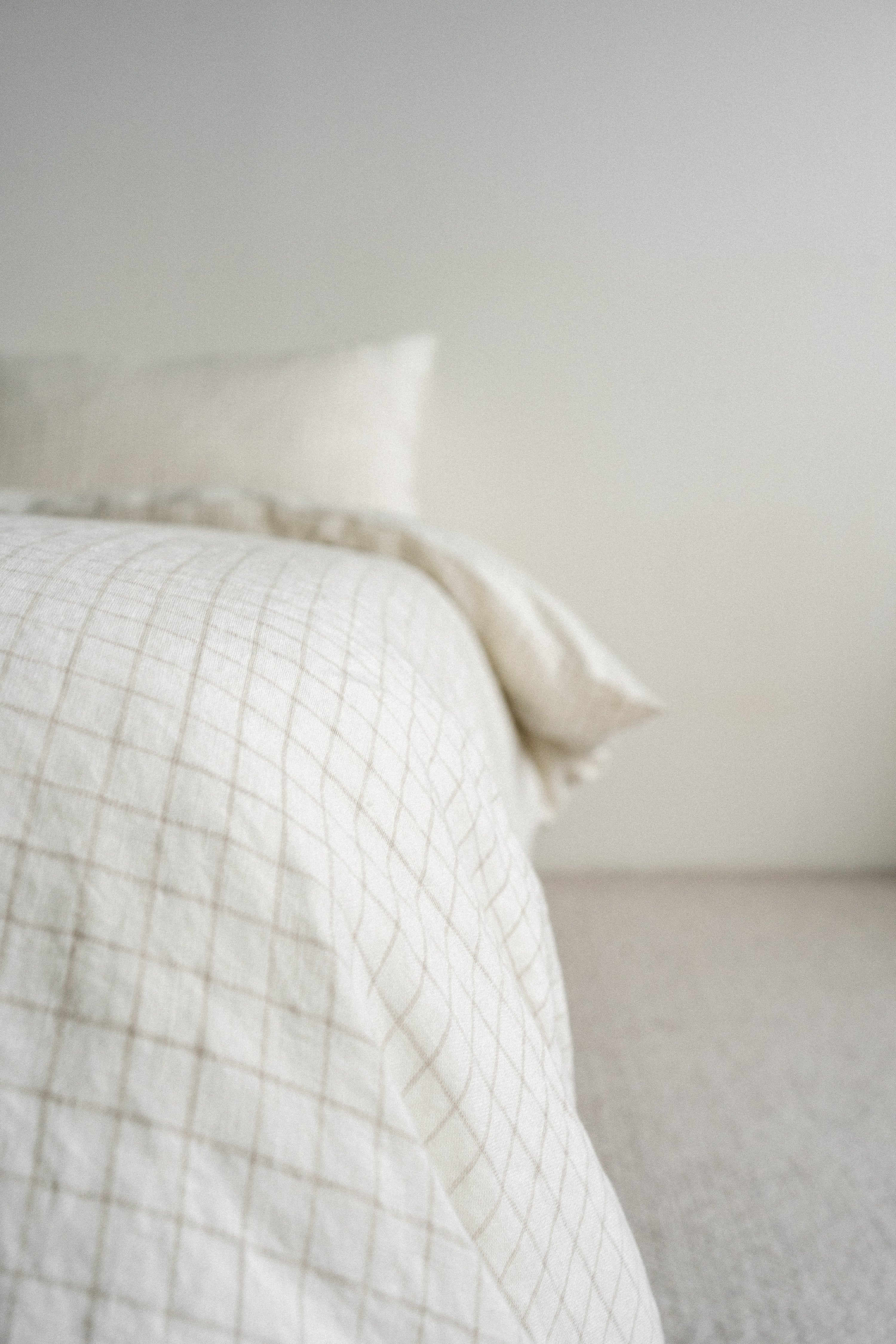 Linen Duvet Cover Set | Ecru Grid