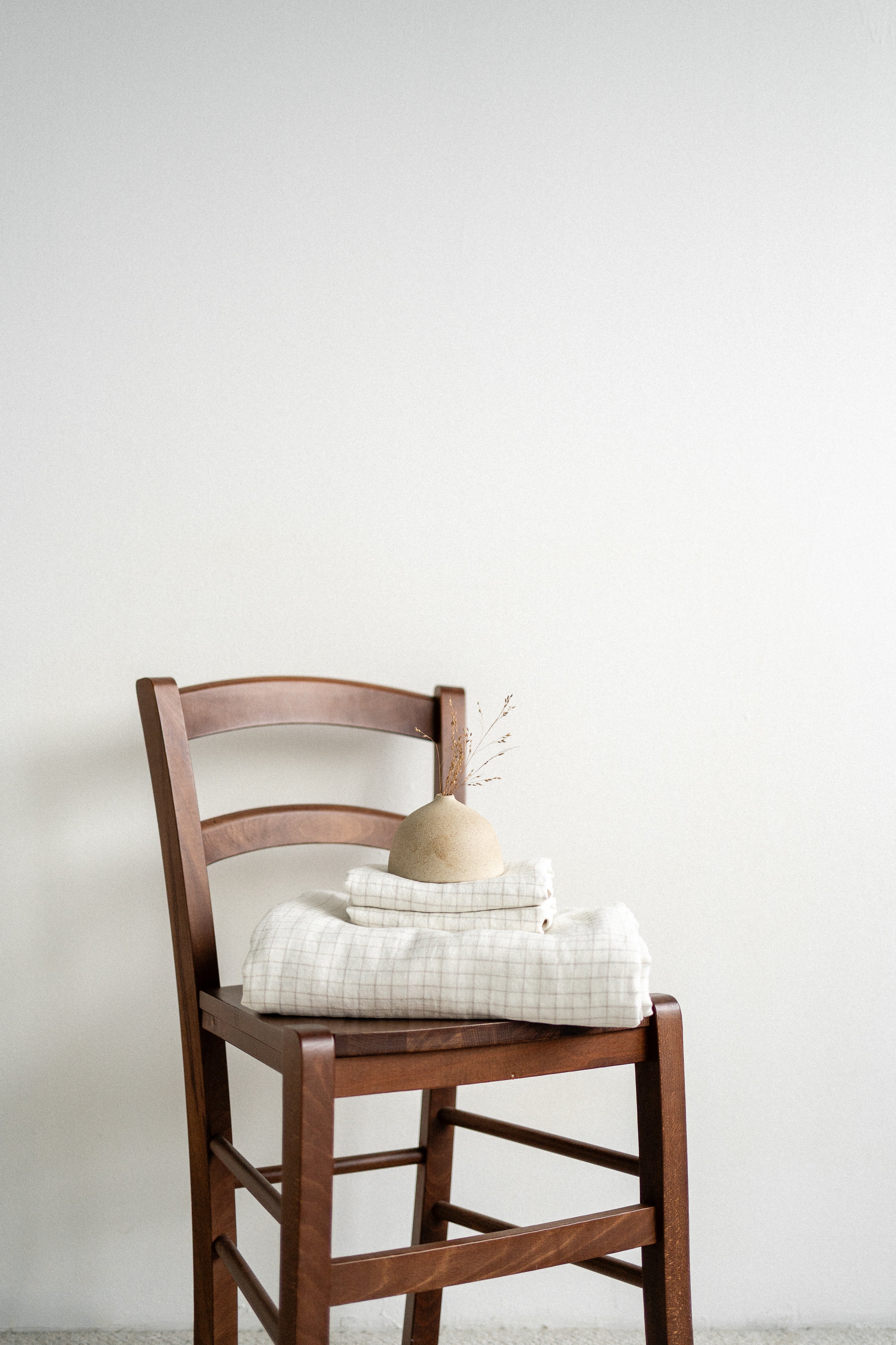 Linen Fitted Sheet Set | Ecru Grid