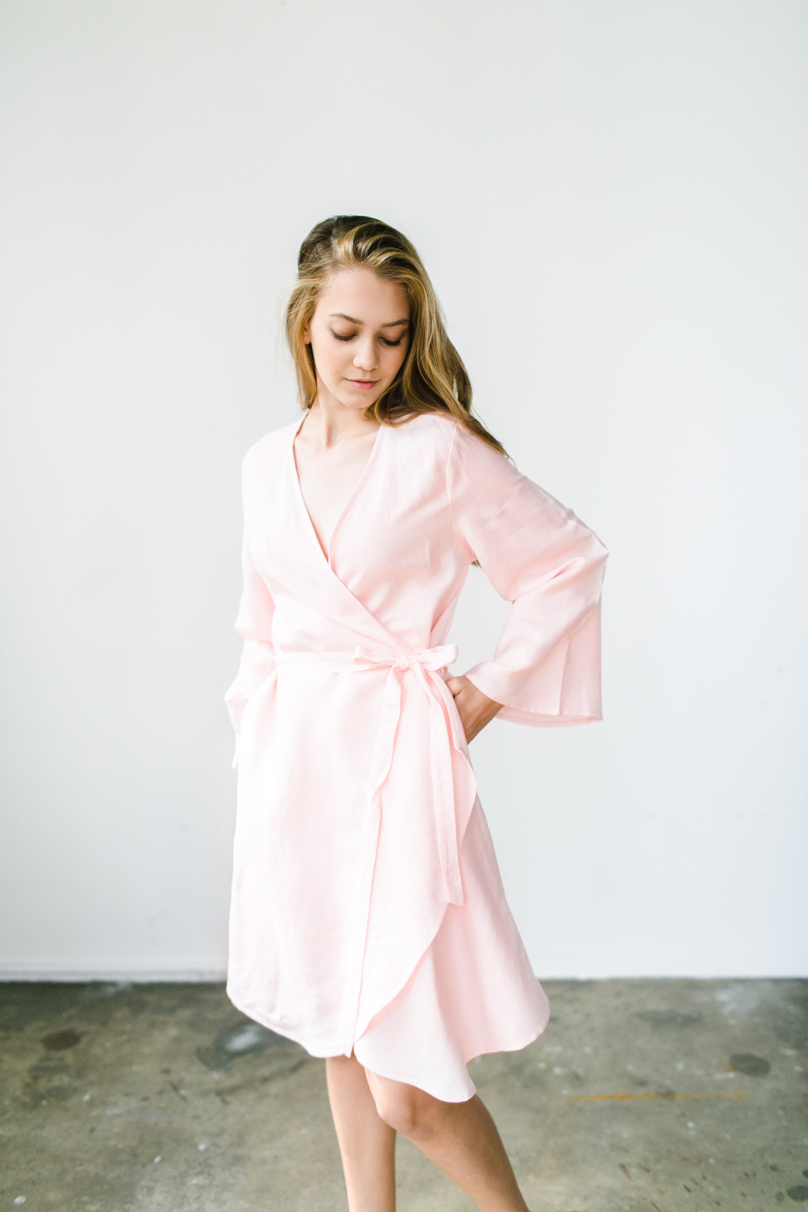 Linen Drape Robe | Blush Pink