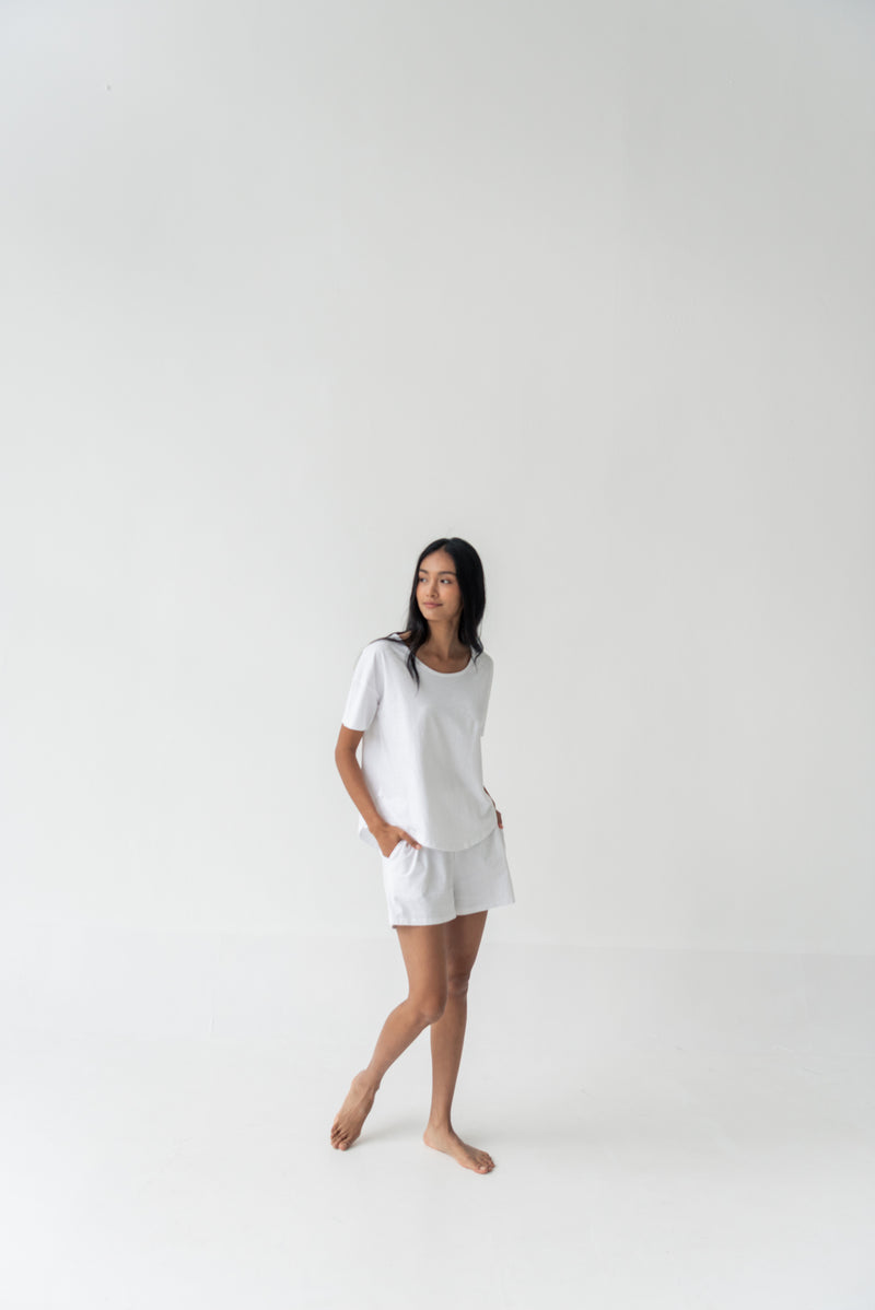 Organic Cotton Laze Shorts | White