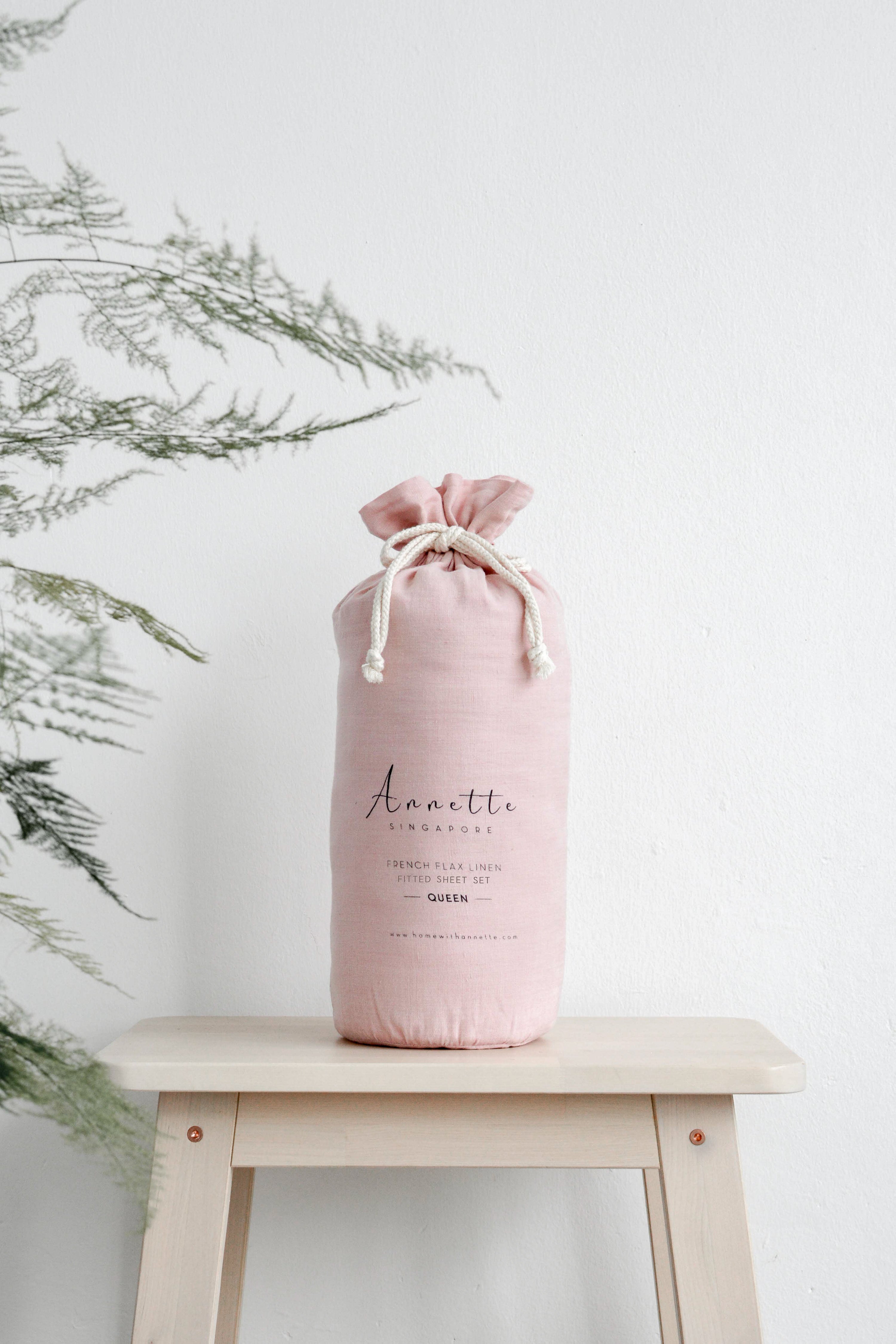 Linen Fitted Sheet Set | Dusty Rose