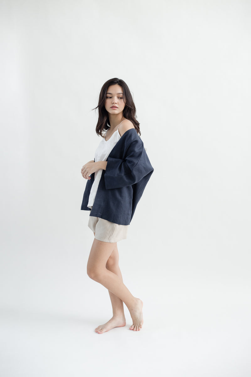 Linen Gathered Shorts | Natural