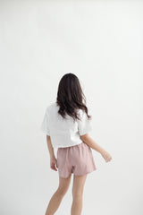 Linen Gathered Shorts | Dusty Pink