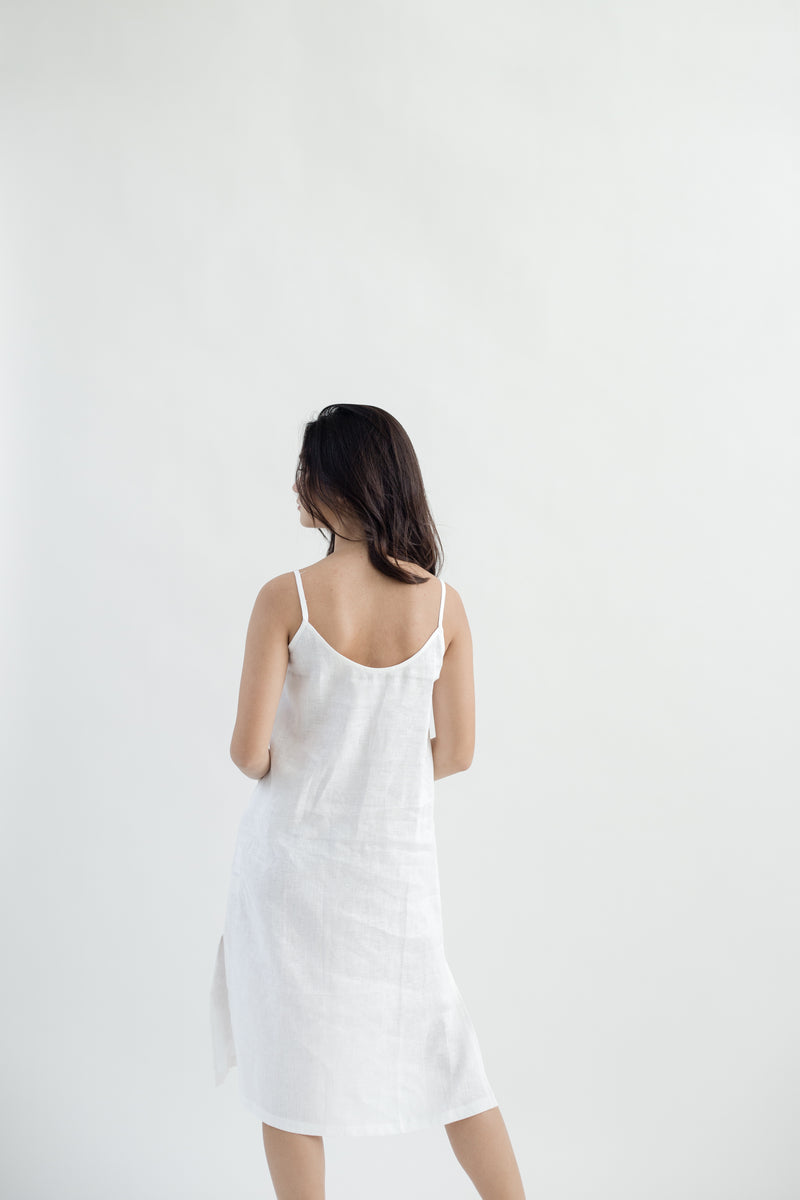 Linen Slip Dress | White