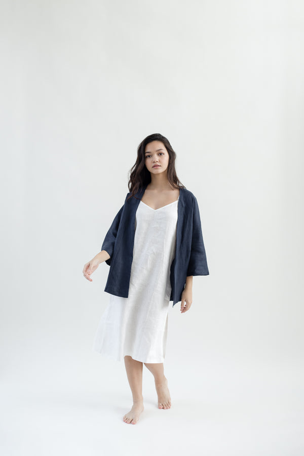 Linen Kimono Cardigan | Navy