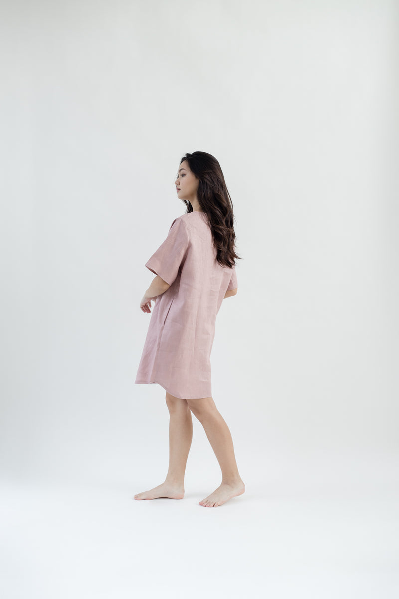 Linen Tunic Dress | Dusty Pink