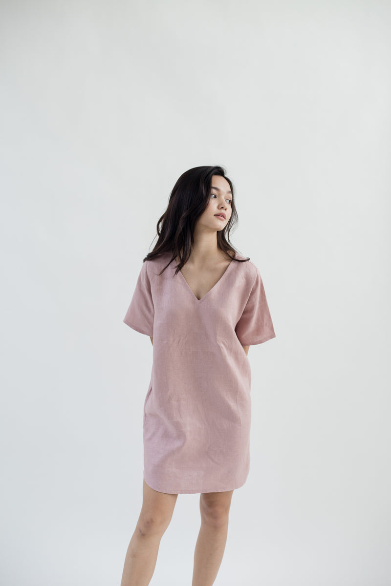 Linen Tunic Dress | Dusty Pink