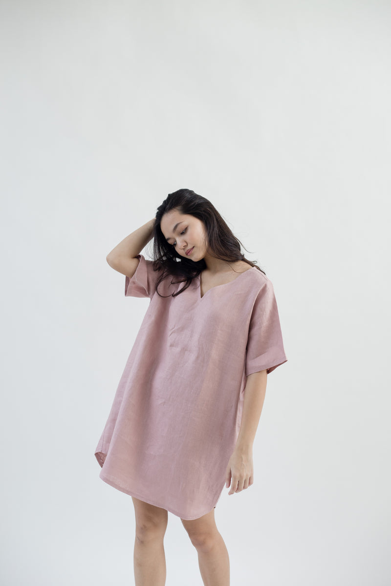 Linen Tunic Dress | Dusty Pink