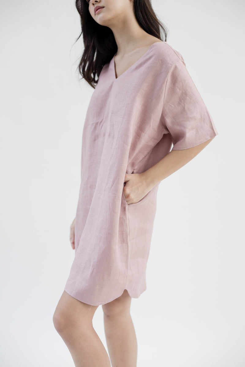 Linen Tunic Dress | Dusty Pink
