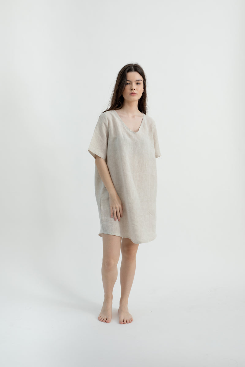 Linen Tunic Dress | Beige