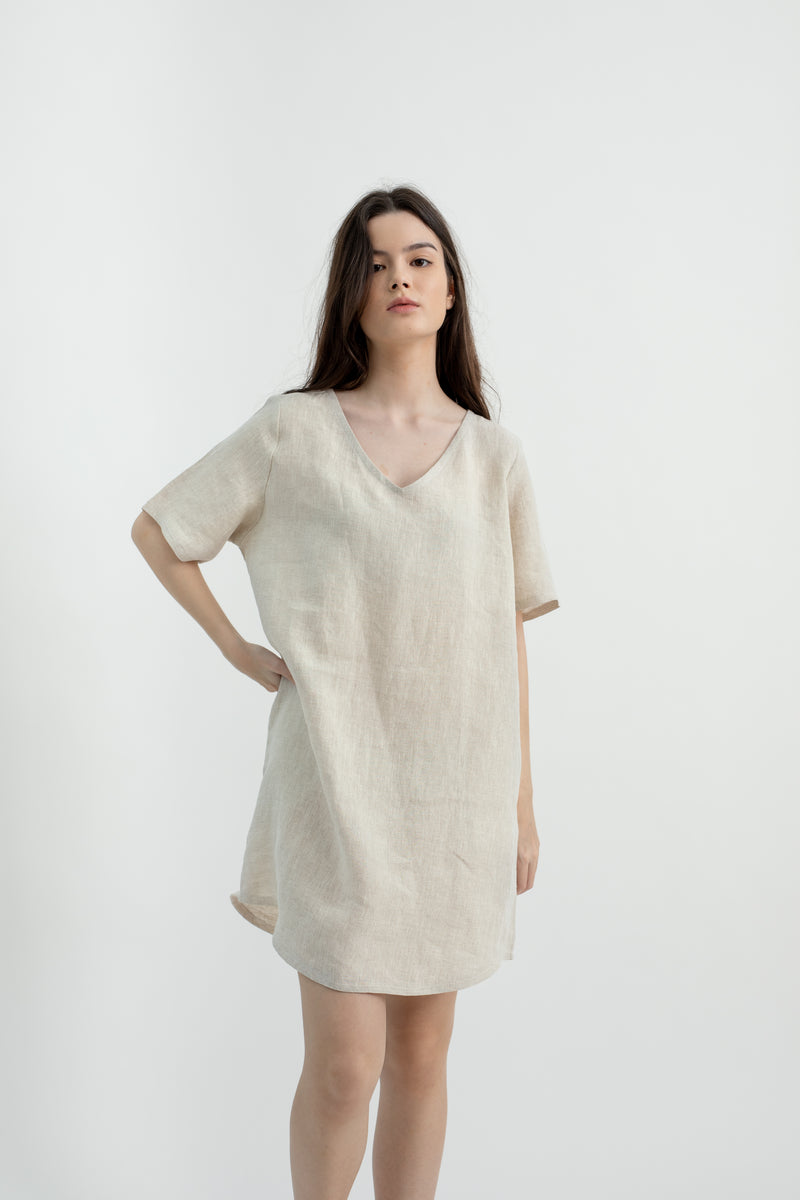 Linen Tunic Dress | Beige