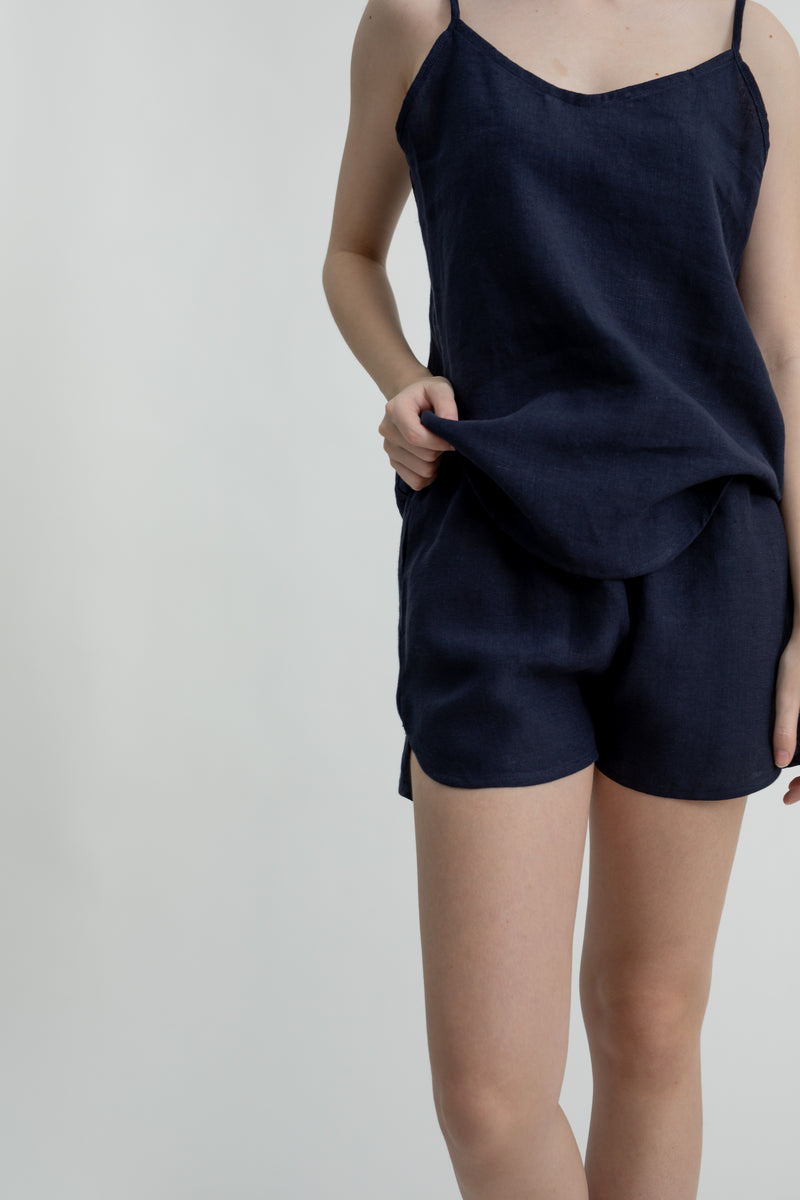 Linen Lounge Shorts | Navy