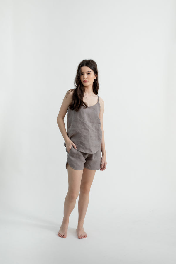 Linen Lounge Shorts | Fossil Grey