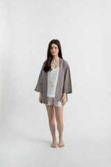Linen Kimono Cardigan | Fossil Grey